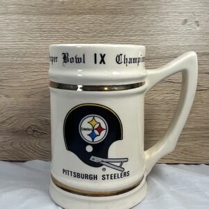Pittsburgh Steelers Super Bowl IX Champions Stein 1974 Season Record Breweriana